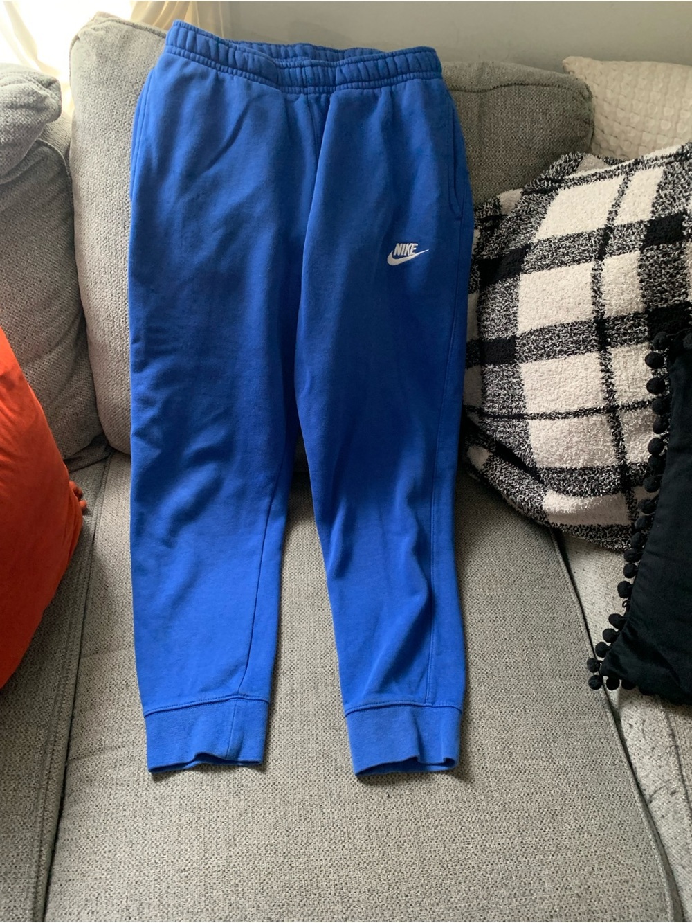 Nike Kids Blue Fleece Joggers with White Swoosh